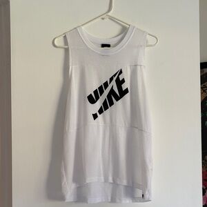 Nike White Mesh Tank Top with Black Logo
